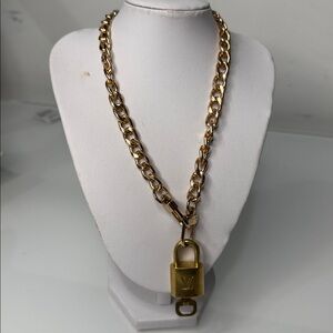 Vintage Louis Vuitton Lock & Key on Gold Necklace